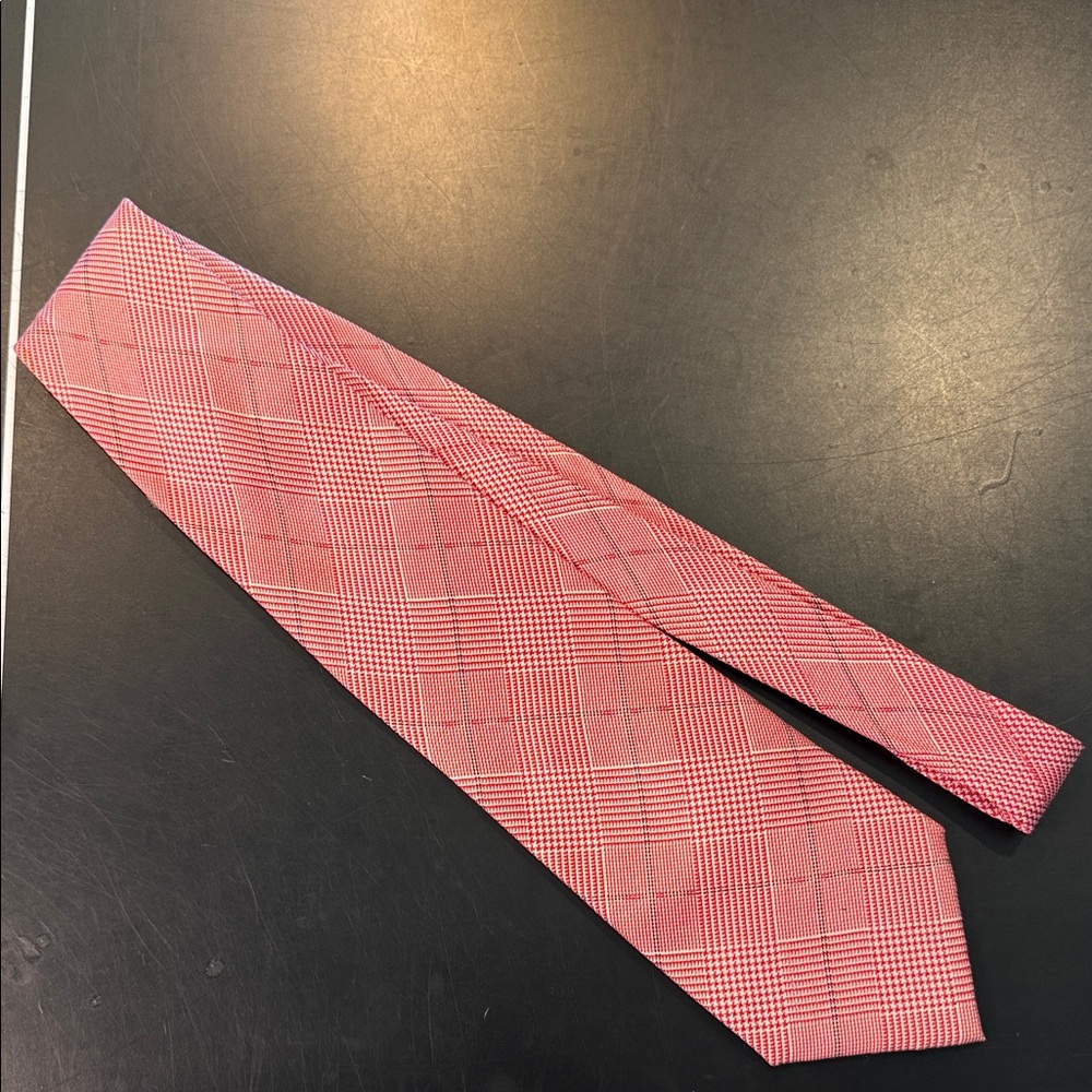 Bijoux Terner Red Plaid Tie 100% Silk Hand made